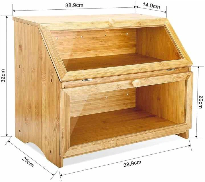 Bamboo Bread Box With Clear Windows